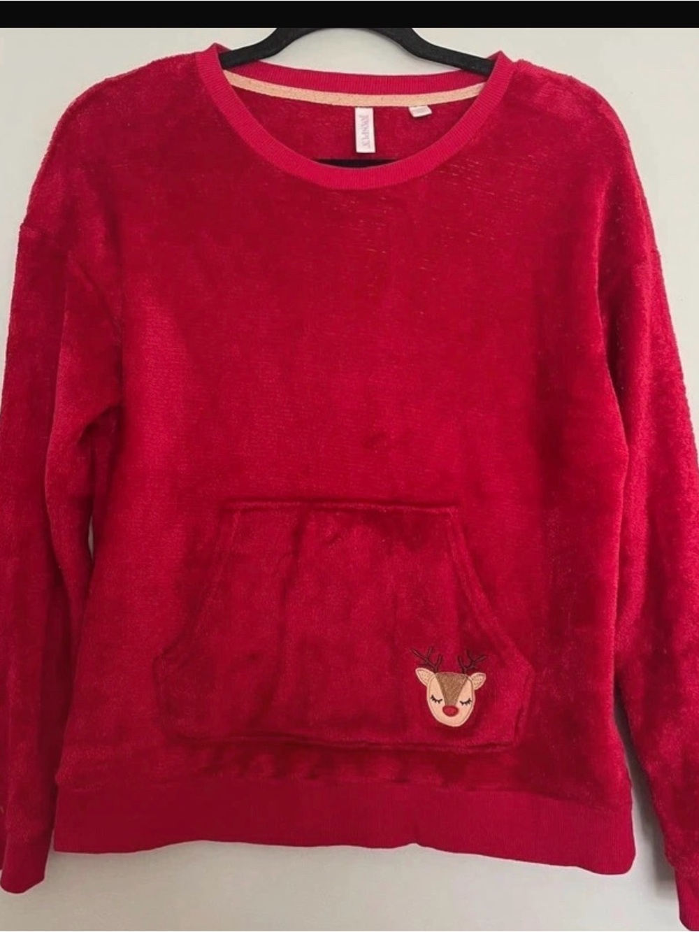 JOYSPUN women’s red Christmas plush fleece pullover size M (8-10) B0008